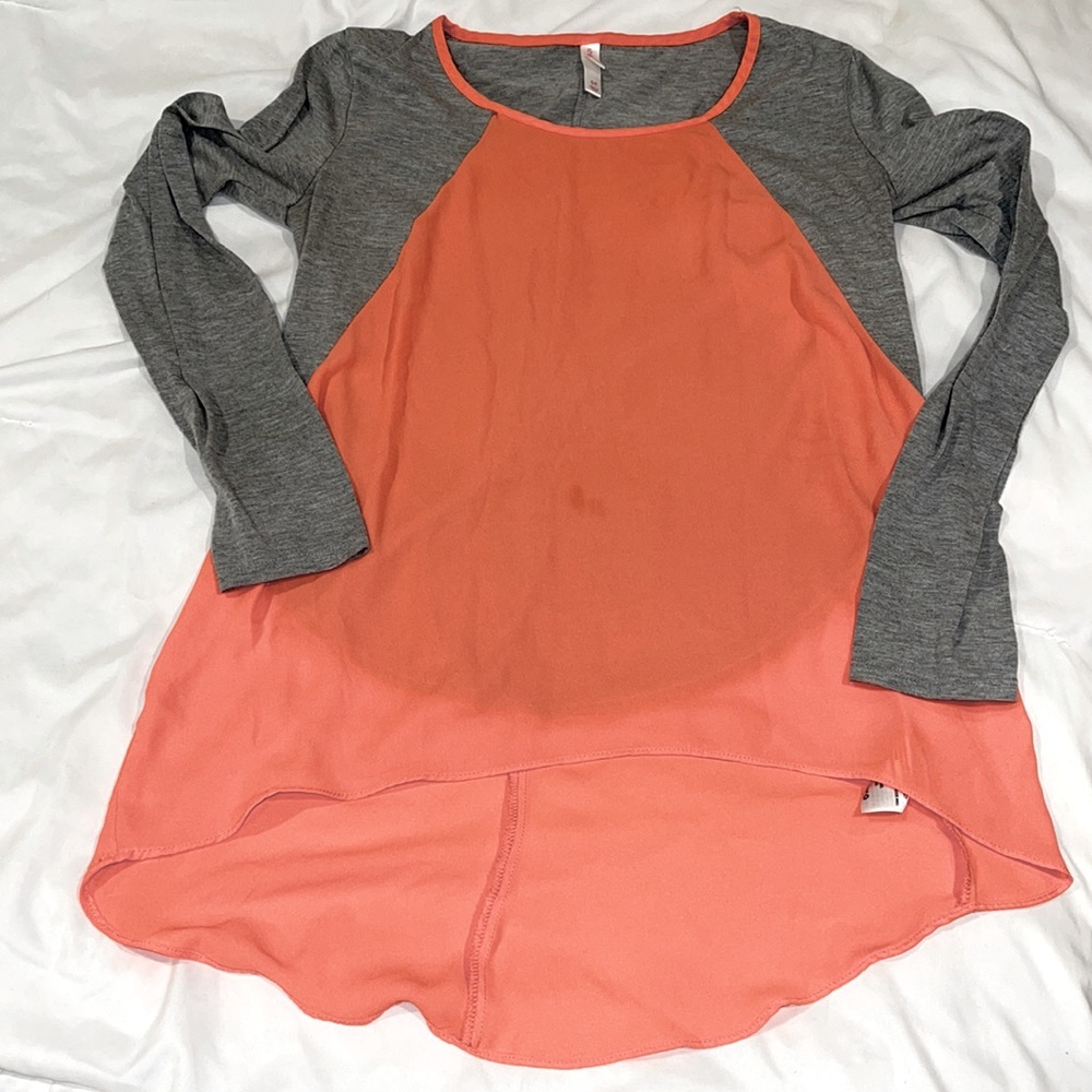 4/$10 ⚡️ Gray and Sheer Pink Long Sleeve Top
